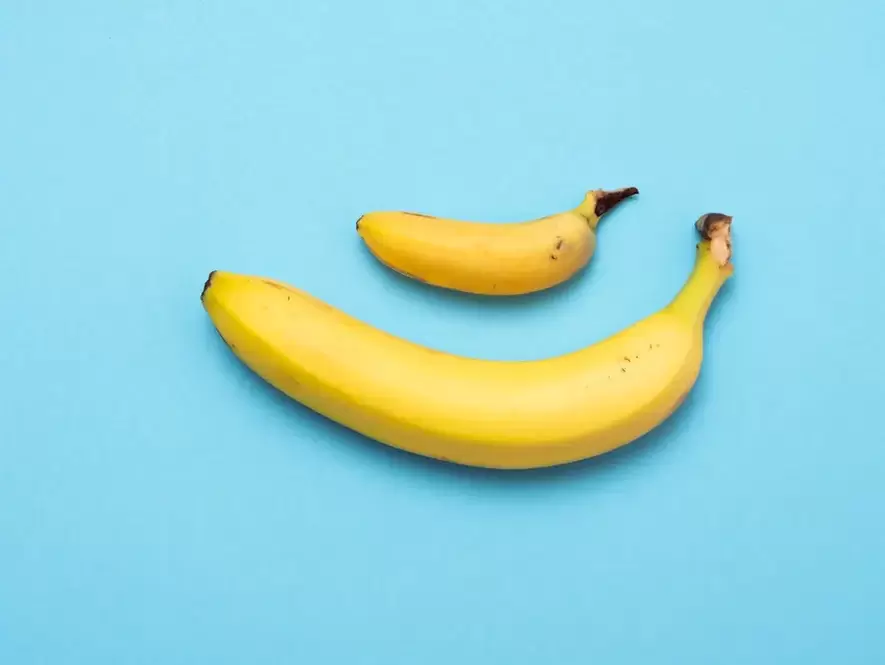 small and enlarged penis with splendor on the example of bananas